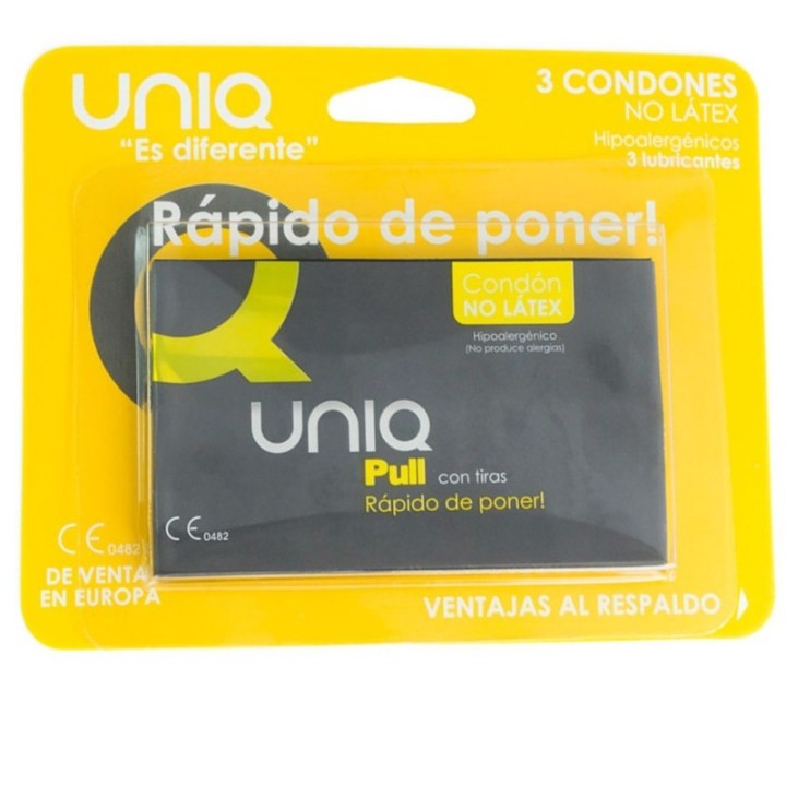 Uniq Pull Con Tiras Preservativo Sin Latex 3Uds:: Envío discreto en masturbadoresparahombre.com