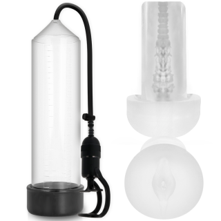 Pump Addicted Rx3 Bomba Erección Negro Con Masturbador:: Envío discreto en masturbadoresparahombre.com