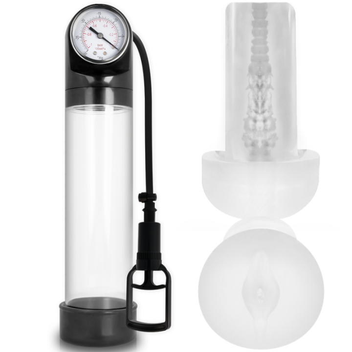 Pump Addicted Bomba Erección Rx9 Transparente Con Masturbador:: Envío discreto en masturbadoresparahombre.com