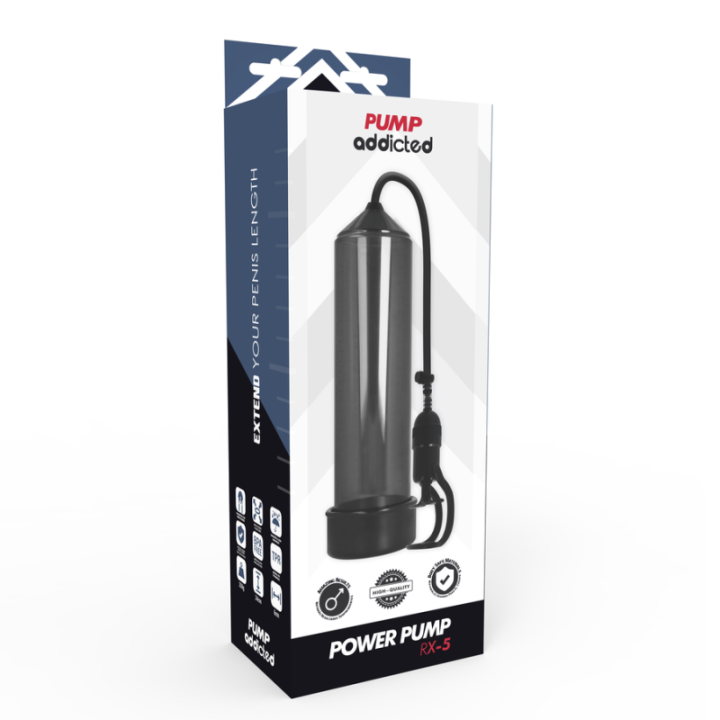 Pump Addicted Bomba Erección Rx5 Black:: Envío discreto en masturbadoresparahombre.com