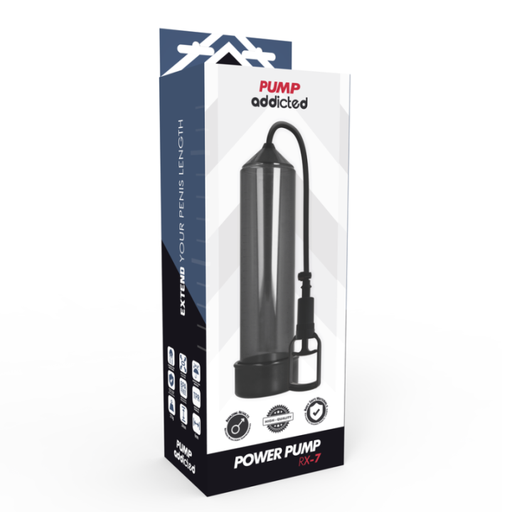 Pump Addicted Bomba Erección Rx7 Negro:: Envío discreto en masturbadoresparahombre.com